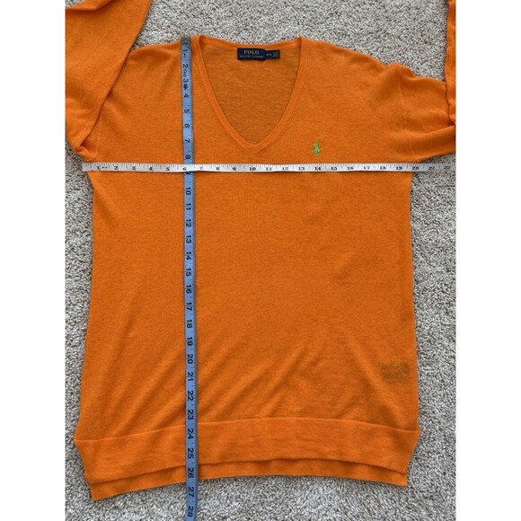 POLO RALPH LAUREN Women’s M/M Orange Linen Blend Preppy Lightweight Sweater - Picture 7 of 8